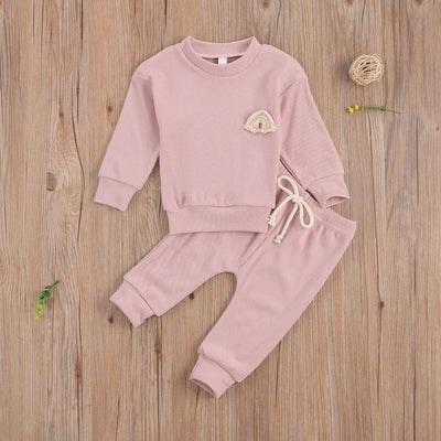 Riley Rainbow Tracksuit - Baby Pink