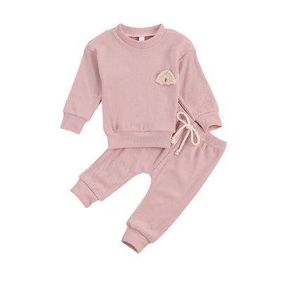 Riley Rainbow Tracksuit - Baby Pink