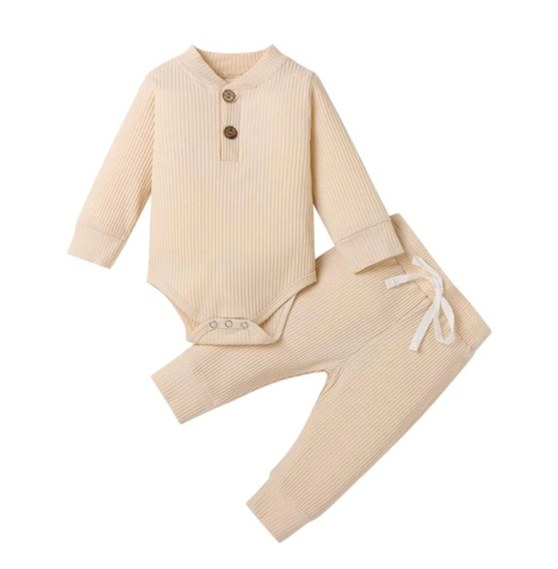 Zachary Ribbed Tracksuit - Beige