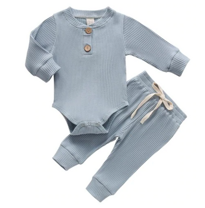 Zachary Ribbed Tracksuit - Baby Blue