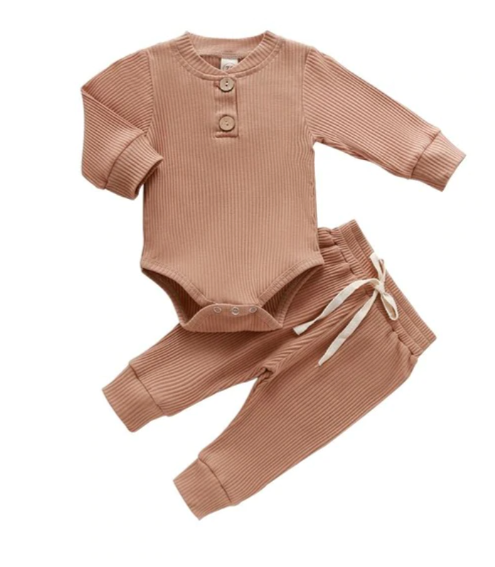 Zachary Ribbed Tracksuit - Coffee