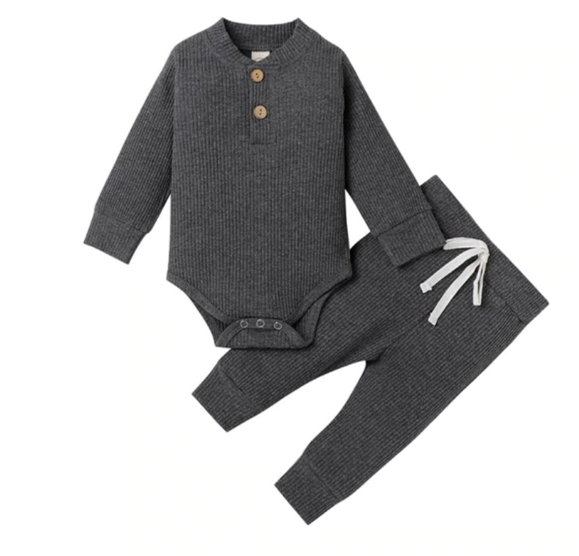 Zachary Ribbed Tracksuit - Dark Grey
