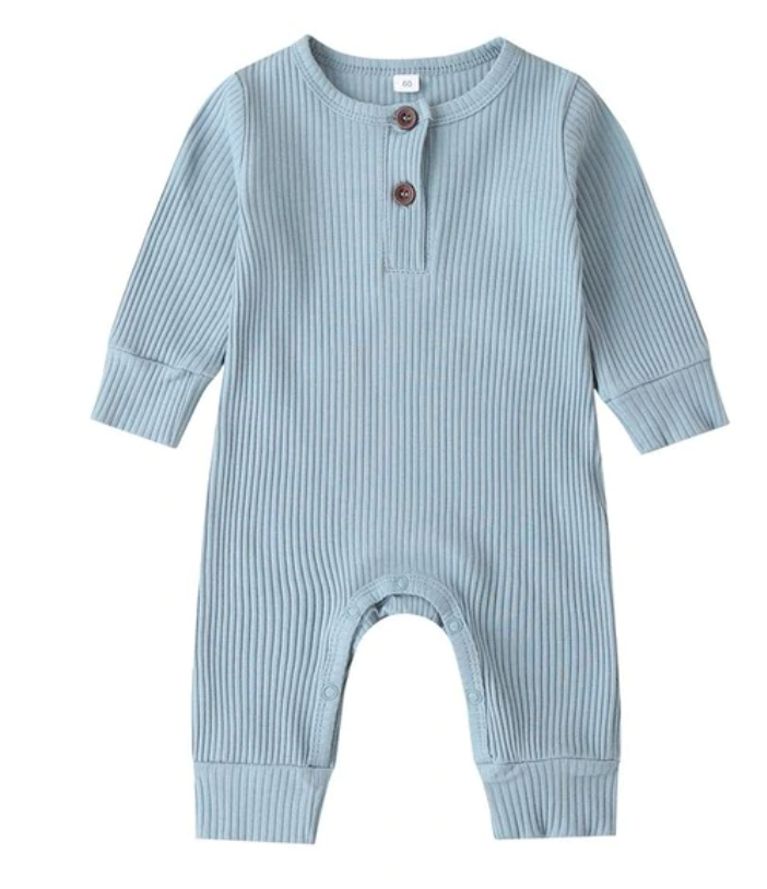 Georgie Ribbed Jumpsuit - Baby Blue