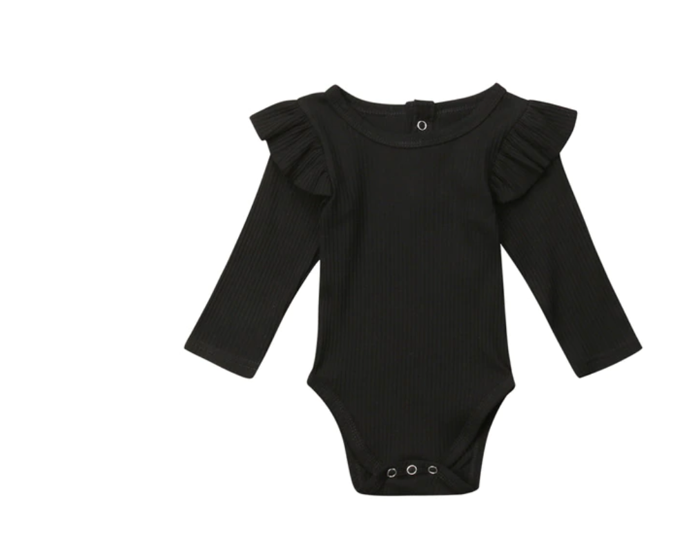 Sofia Frill Long sleeve T-shirt - Black