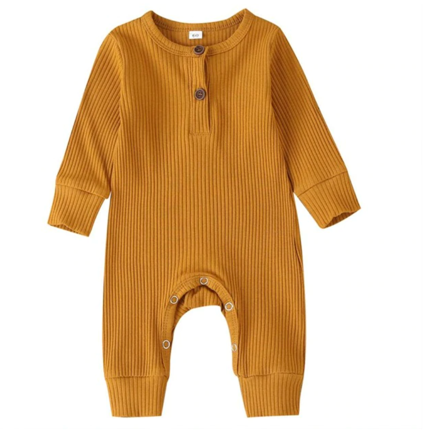 Georgie Ribbed Jumpsuit - Mustard