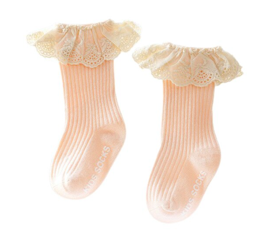 Frill Ribbed Socks - Cream