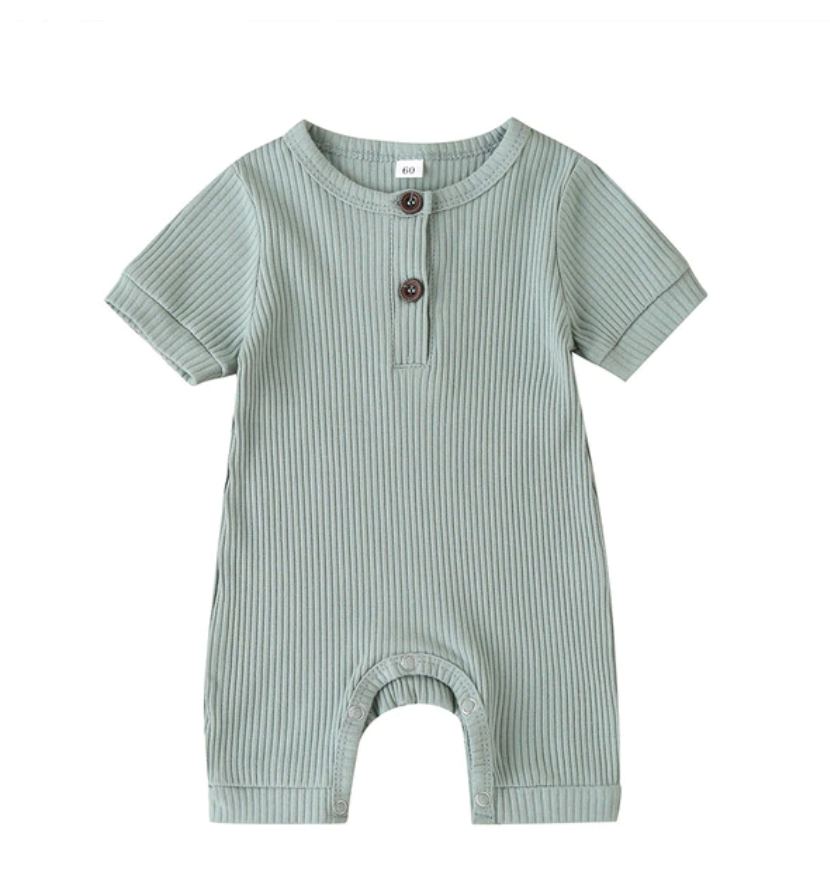 Georgie Short Ribbed Jumpsuit - Sage