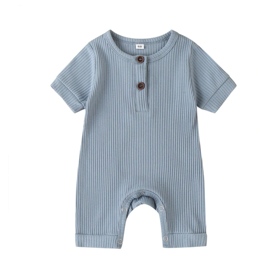 Georgie Short Ribbed Jumpsuit - Sky Blue