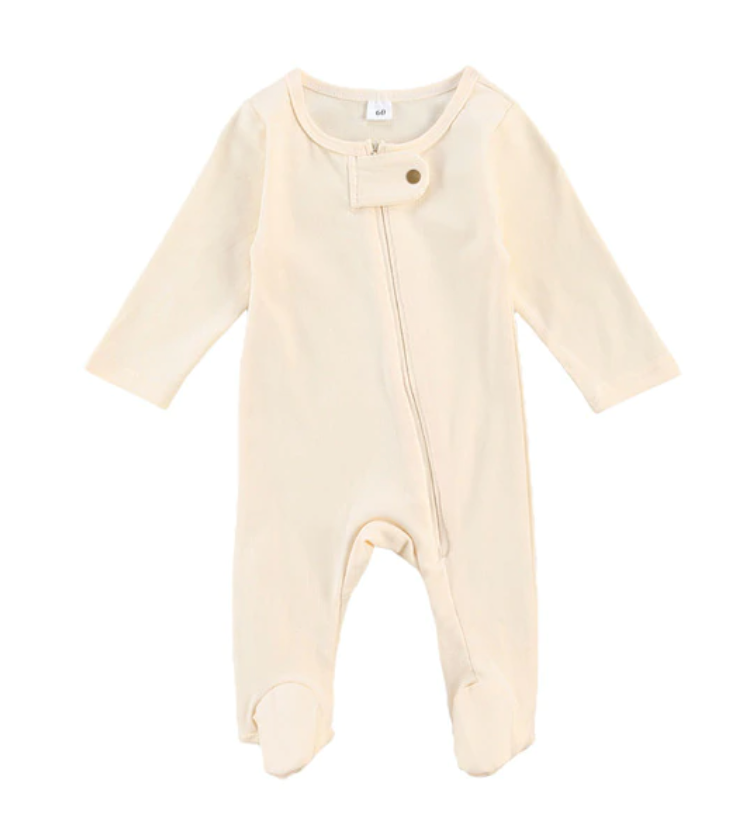 Zip Fasten Babygrow - Beige
