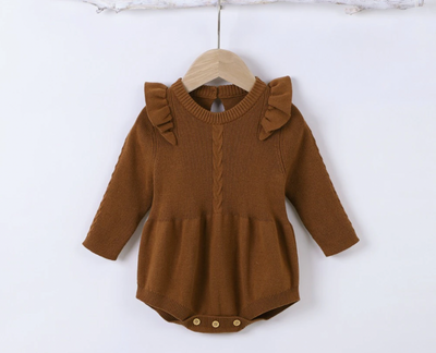 Isla Knitted Romper - Brown