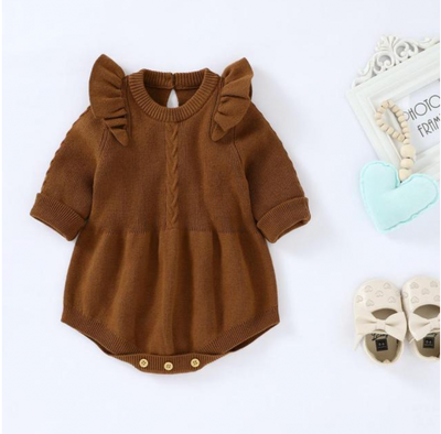 Isla Knitted Romper - Brown