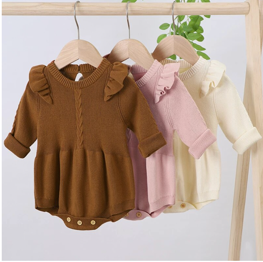Isla Knitted Romper - Brown