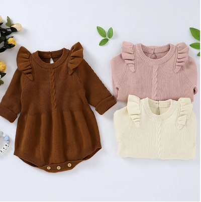 Isla Knitted Romper - Brown