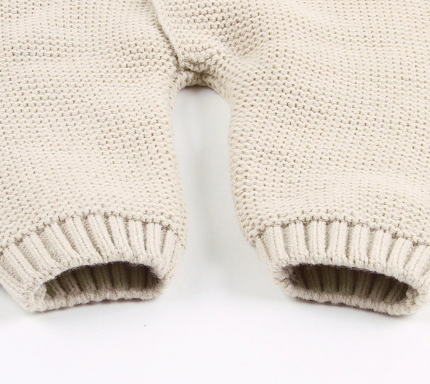 Knitted Hooded Jumpsuit - Beige