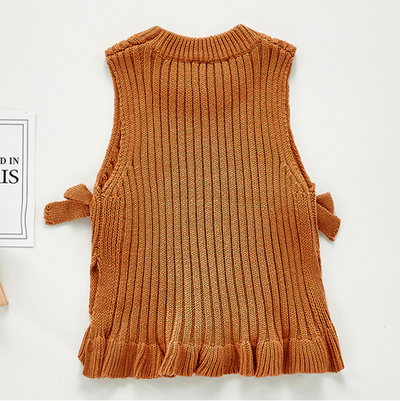 Knitted Tie-side Vest - Caramel