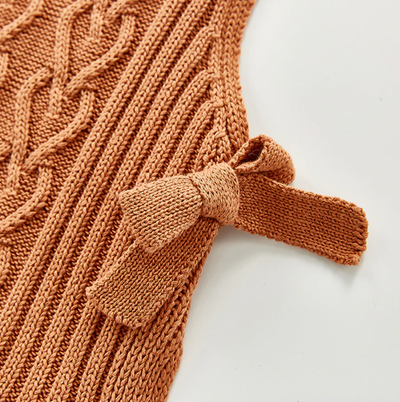Knitted Tie-side Vest - Caramel