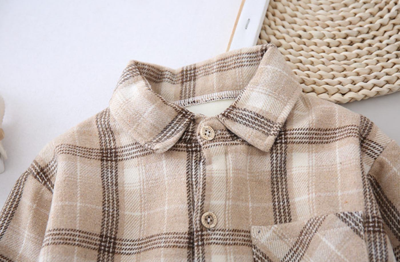 Beige Checked Shacket