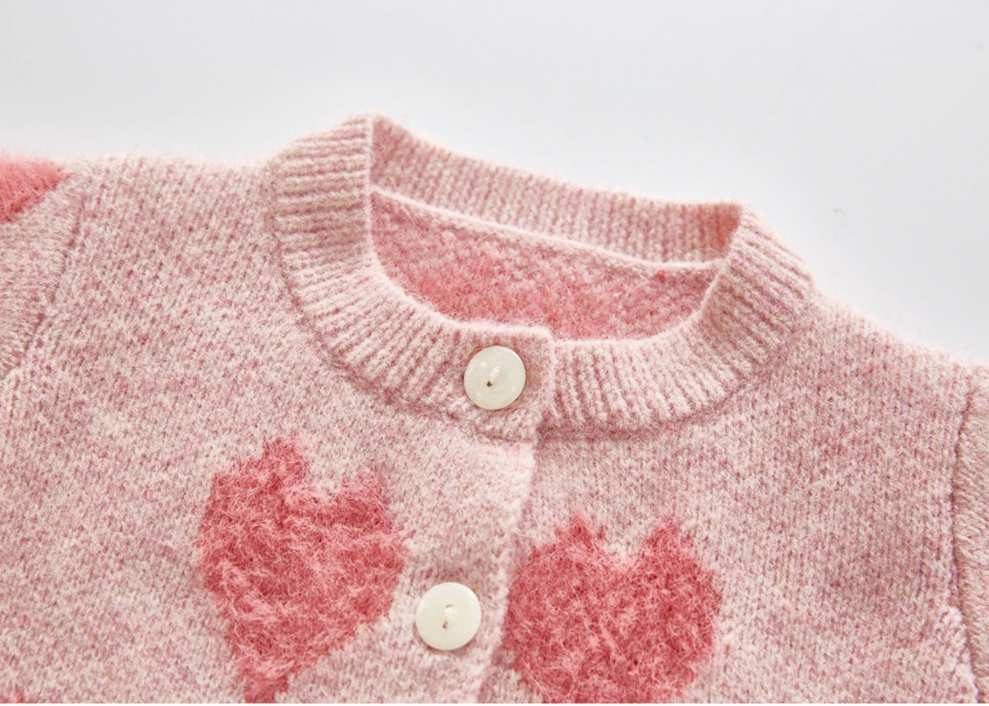 Knitted Heart Cardigan Co-ord - Pink