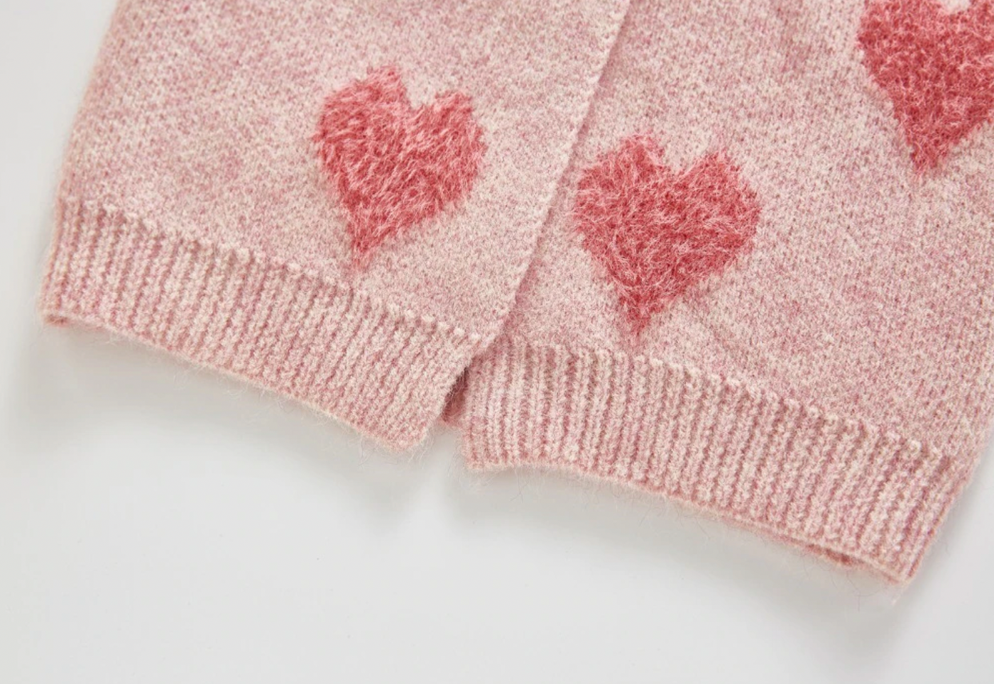 Knitted Heart Cardigan Co-ord - Pink