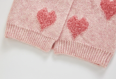 Knitted Heart Cardigan Co-ord - Pink