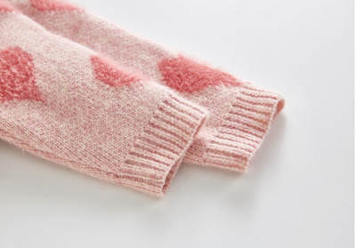 Knitted Heart Cardigan Co-ord - Pink