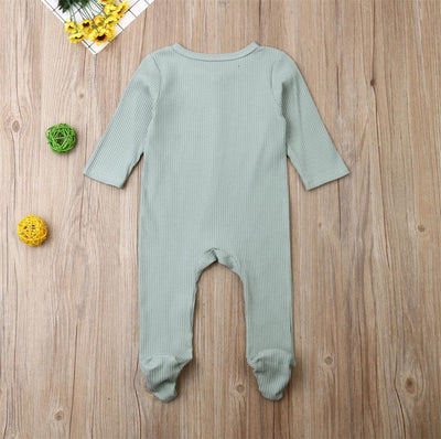 Lightweight ribbed baby grow - Sage Green