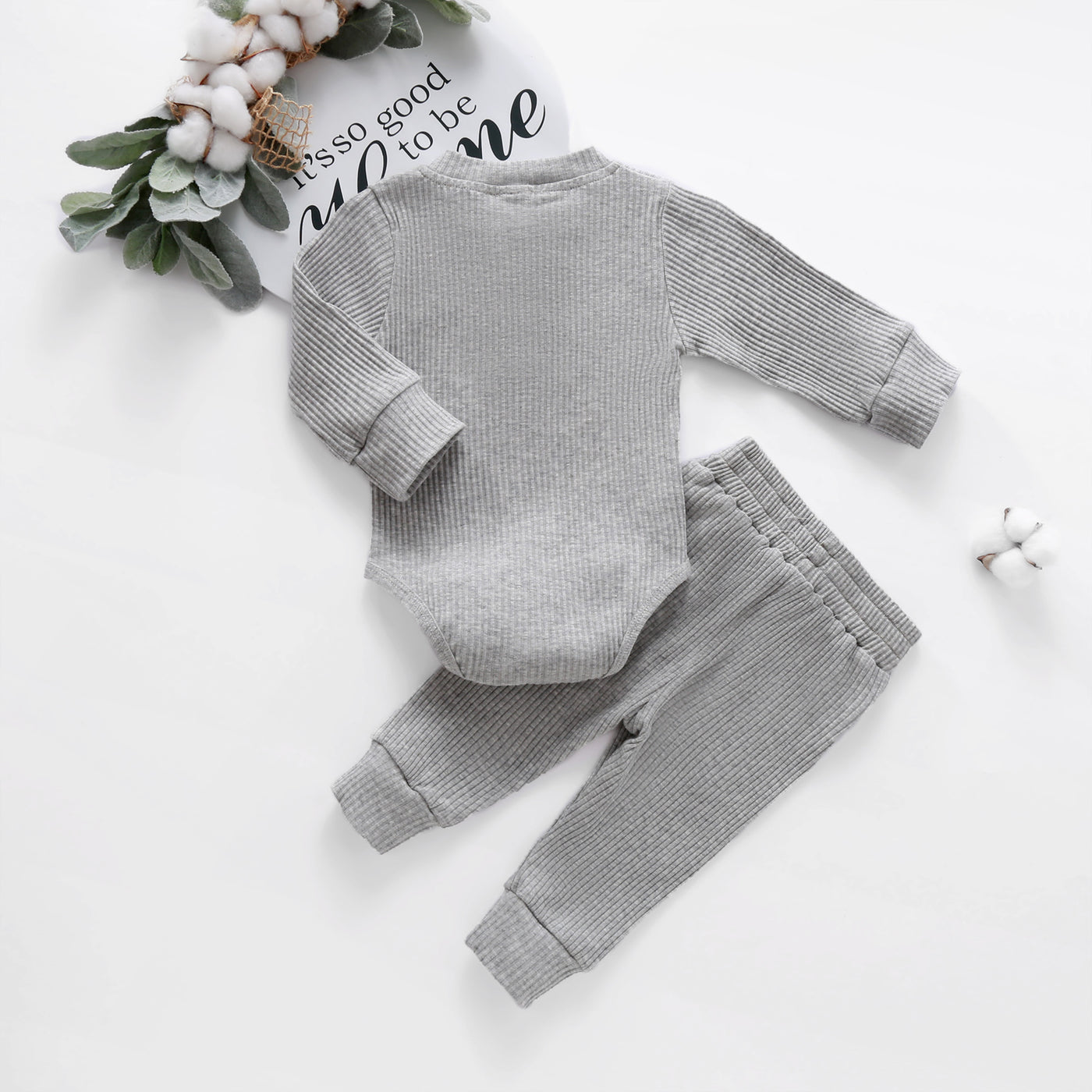 Zachary Ribbed Tracksuit - Light Grey
