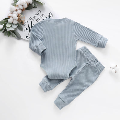 Zachary Ribbed Tracksuit - Baby Blue